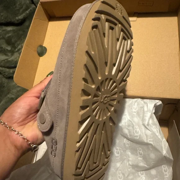 UGG Grey Suede Slide with Adjustable Strap and Lug Sole - Picture 10 of 11